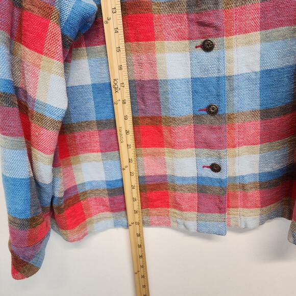 Allison Daley Plaid Shacket Size 20W Red Blue Button Up Western Vintage 90s - Picture 10 of 11